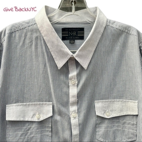 No Retreat Striped Button Down Shirt XXL - Picture 2 of 4